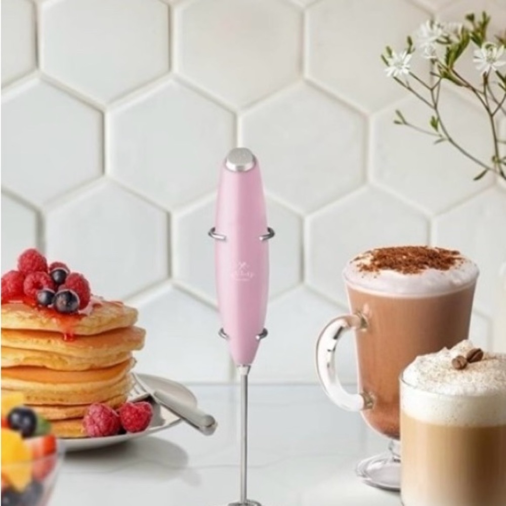 Zulay Pink Powerful Handheld Milk Frother Foam